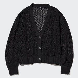 Womens Uniqlo Cotton Mesh Cardigan Sweater
